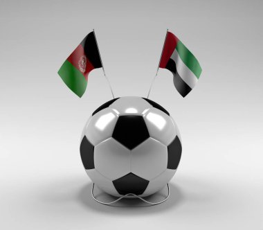 Afganistan - Birleşik Arap-Emirlikleri Futbol Bayrakları, Beyaz Arkaplan - 3D Render