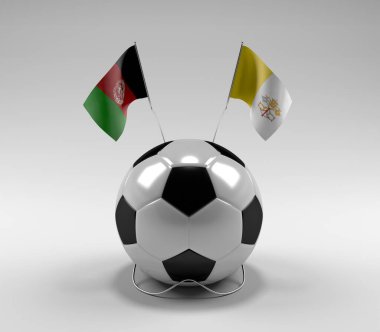 Afganistan - Vatikan-Şehir Futbol Bayrakları, Beyaz Arkaplan - 3D Render