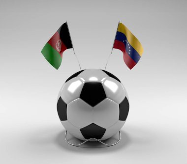 Afganistan - Venezuela Futbol Bayrakları, Beyaz Arkaplan - 3D Render
