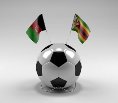 Afganistan - Zimbabve Futbol Bayrakları, Beyaz Arkaplan - 3D Render