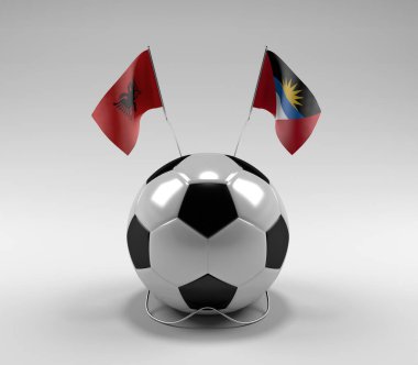 Arnavutluk - Antigua ve Barbuda Futbol Bayrakları, Beyaz Arkaplan - 3D Render
