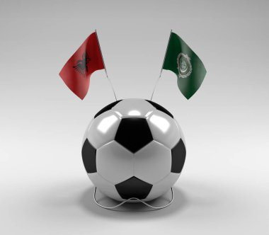 Arnavutluk - Arap Ligi Bayrakları, Beyaz Arkaplan - 3D Hazırlama