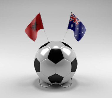 Arnavutluk - Avustralya Futbol Bayrakları, Beyaz Arkaplan - 3D Hazırlama