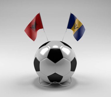 Arnavutluk - Barbados Futbol Bayrakları, Beyaz Arkaplan - 3D Hazırlama