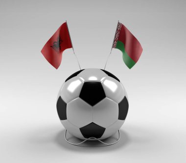 Arnavutluk - Beyaz Futbol Bayrakları, Beyaz Arkaplan - 3D Hazırlama