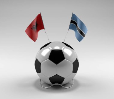 Arnavutluk - Botswana Futbol Bayrakları, Beyaz Arkaplan - 3D Render