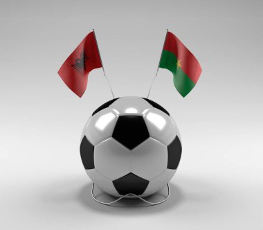 Arnavutluk - Burkina-Faso Futbol Bayrakları, Beyaz Arkaplan - 3D Render