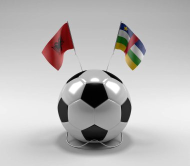 Arnavutluk - Orta-Afrika-Cumhuriyeti Futbol Bayrakları, Beyaz Arkaplan - 3D Render