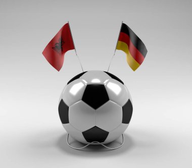 Arnavutluk - Almanya Futbol Bayrakları, Beyaz Arkaplan - 3D Hazırlama