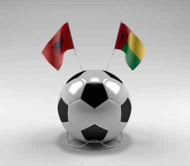 Arnavutluk - Gine-Bissau Futbol Bayrakları, Beyaz Arkaplan - 3D Render
