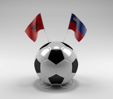 Arnavutluk - Lihtenştayn Futbol Bayrakları, Beyaz Arkaplan - 3D Render