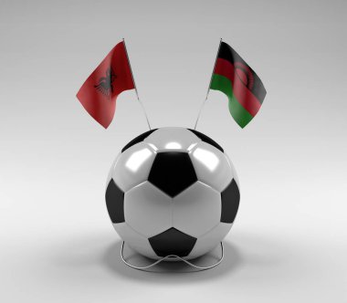 Arnavutluk - Malawi Futbol Bayrakları, Beyaz Arkaplan - 3D Render