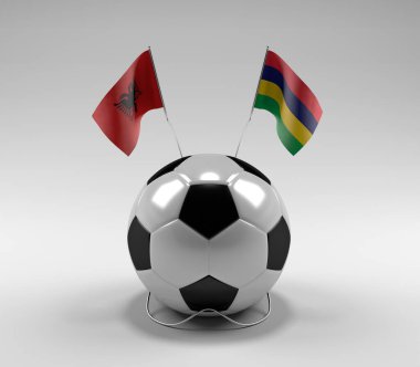 Arnavutluk - Mauritius Futbol Bayrakları, Beyaz Arkaplan - 3D Hazırlama