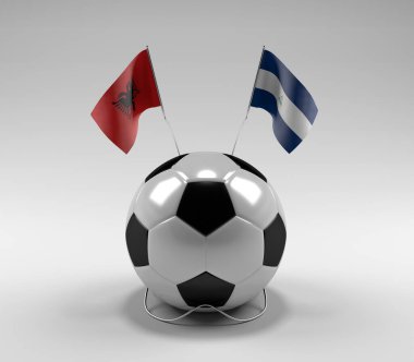 Arnavutluk - Nikaragua Futbol Bayrakları, Beyaz Arkaplan - 3D Render