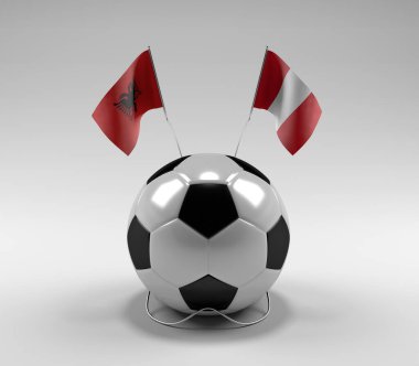 Arnavutluk - Peru Futbol Bayrakları, Beyaz Arkaplan - 3D Hazırlama