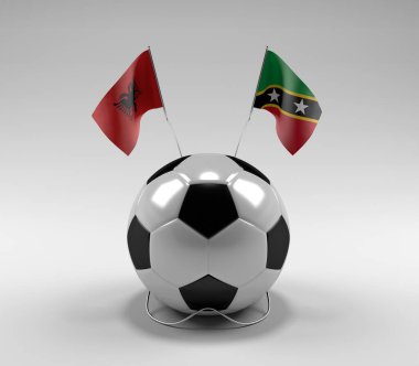 Arnavutluk - Saint-Kitts-and-Nevis Futbol Bayrakları, Beyaz Arkaplan - 3D Hazırlama