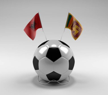 Arnavutluk - Sri-Lanka Futbol Bayrakları, Beyaz Arkaplan - 3D Render