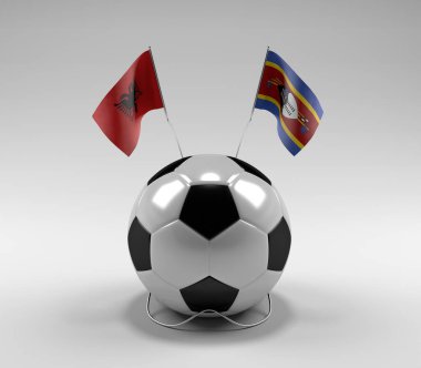 Arnavutluk - Svaziland Futbol Bayrakları, Beyaz Arkaplan - 3D Render