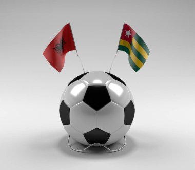Arnavutluk - Togo Futbol Bayrakları, Beyaz Arkaplan - 3D Hazırlama