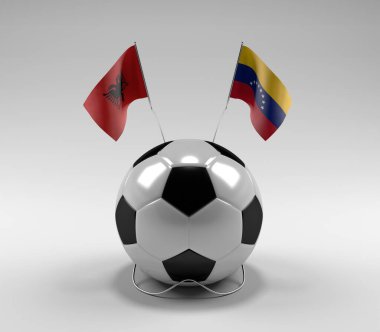 Arnavutluk - Venezuela Futbol Bayrakları, Beyaz Arkaplan - 3D Render