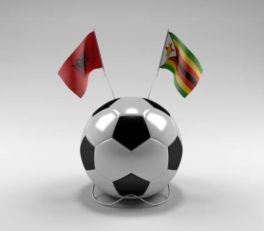 Arnavutluk - Zimbabwe Futbol Bayrakları, Beyaz Arkaplan - 3D Render