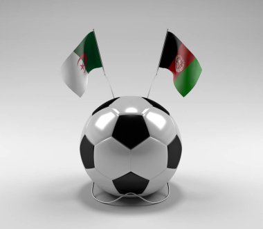 Cezayir - Afganistan Futbol Bayrakları, Beyaz Arkaplan - 3D Render