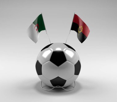 Cezayir - Angola Futbol Bayrakları, Beyaz Arkaplan - 3D Render