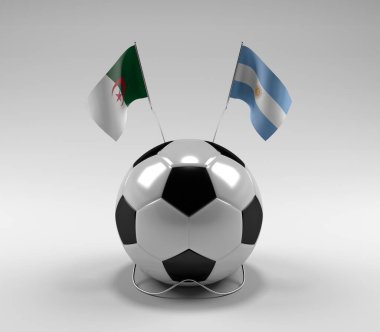 Cezayir - Arjantin Futbol Bayrakları, Beyaz Arkaplan - 3D Render