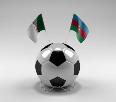 Cezayir - Azerbaycan Futbol Bayrakları, Beyaz Arkaplan - 3D Render