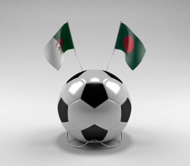 Cezayir - Bangladeş Futbol Bayrakları, Beyaz Arkaplan - 3D Render