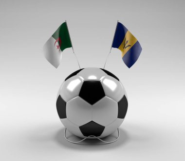 Cezayir - Barbados Futbol Bayrakları, Beyaz Arkaplan - 3D Render