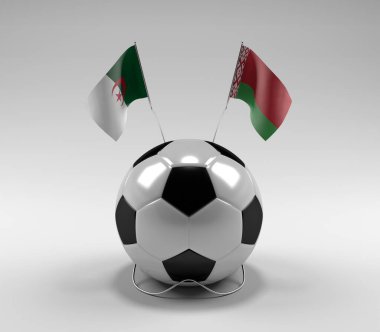 Cezayir - Belarus Futbol Bayrakları, Beyaz Arkaplan - 3D Render