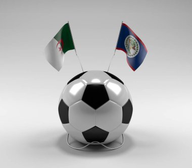 Cezayir - Belize Futbol Bayrakları, Beyaz Arkaplan - 3D Render