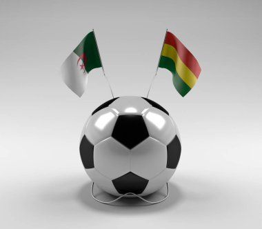 Cezayir - Bolivya Futbol Bayrakları, Beyaz Arkaplan - 3D Render