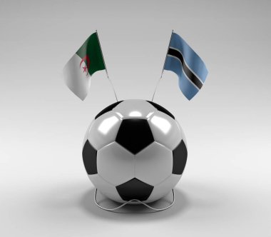 Cezayir - Botswana Futbol Bayrakları, Beyaz Arkaplan - 3D Render