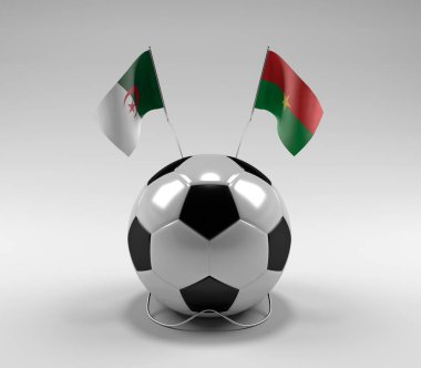 Cezayir - Burkina-Faso Futbol Bayrakları, Beyaz Arkaplan - 3D Render