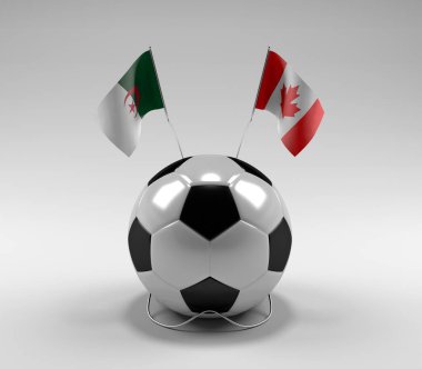 Cezayir - Kanada Futbol Bayrakları, Beyaz Arkaplan - 3D Render