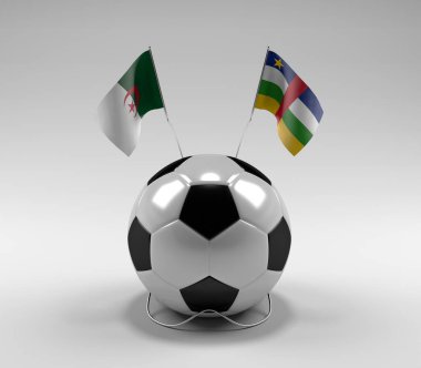 Cezayir - Orta Afrika Cumhuriyeti Futbol Bayrakları, Beyaz Arkaplan - 3D Render
