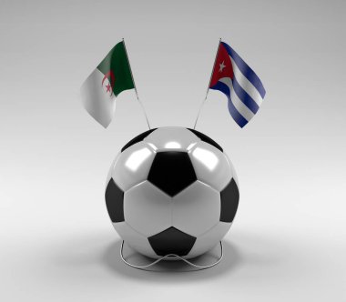 Cezayir - Küba Futbol Bayrakları, Beyaz Arkaplan - 3D Render