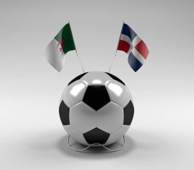 Cezayir - Dominik Cumhuriyeti Futbol Bayrakları, Beyaz Arkaplan - 3D Render