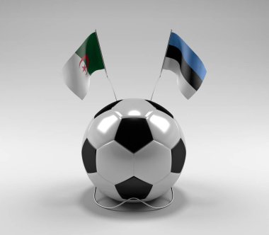 Cezayir - Estonya Futbol Bayrakları, Beyaz Arkaplan - 3D Render