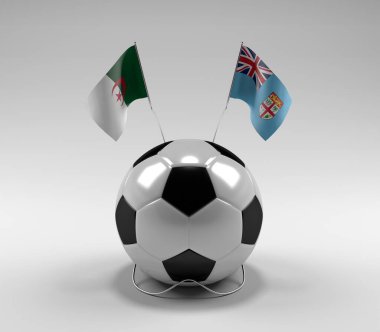 Cezayir - Fiji Futbol Bayrakları, Beyaz Arkaplan - 3D Render