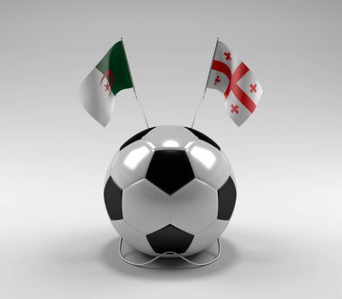 Cezayir - Gürcistan Futbol Bayrakları, Beyaz Arkaplan - 3D Render
