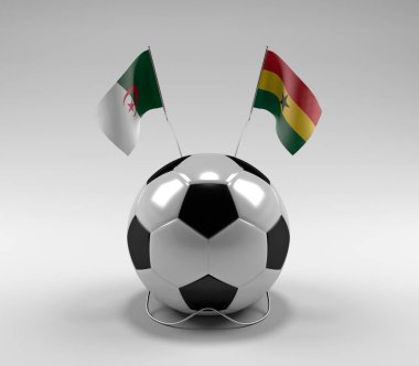 Cezayir - Gana Futbol Bayrakları, Beyaz Arkaplan - 3D Render