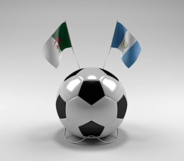 Cezayir - Guatemala Futbol Bayrakları, Beyaz Arkaplan - 3D Render