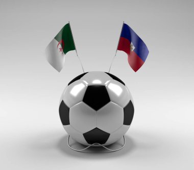 Cezayir - Haiti Futbol Bayrakları, Beyaz Arkaplan - 3D Render