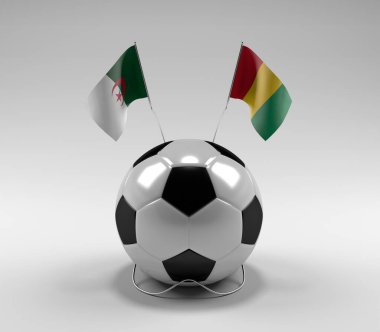 Cezayir - Gine Futbol Bayrakları, Beyaz Arkaplan - 3D Render