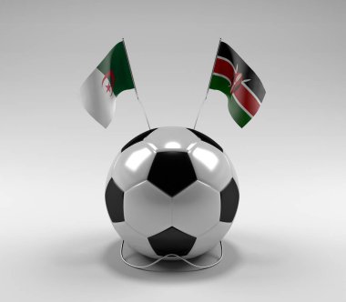 Cezayir - Kenya Futbol Bayrakları, Beyaz Arkaplan - 3D Render
