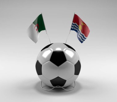 Cezayir - Kiribati Futbol Bayrakları, Beyaz Arkaplan - 3D Render