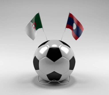 Cezayir - Laos Futbol Bayrakları, Beyaz Arkaplan - 3D Render